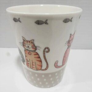 Casa Moderna Cheerful kitty Cats and Fishes Porcelain Coffee Mug